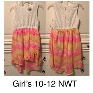 NWT Girls 10-12 Real Love sleeveless dress, lined, high low hem with ruffle